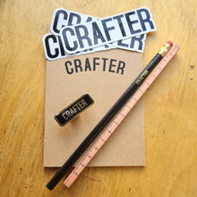 Load image into Gallery viewer, Sticker x3, Notebook, Pencil, Carpenters Pencil and Enamel Badge