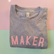 Load image into Gallery viewer, MAKER T Shirt - womens - 100% Organic Fairtrade Cotton - Pastel Font