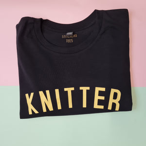 KNITTER T Shirt - womens - 100% Organic Fairtrade Cotton - Pastel Font