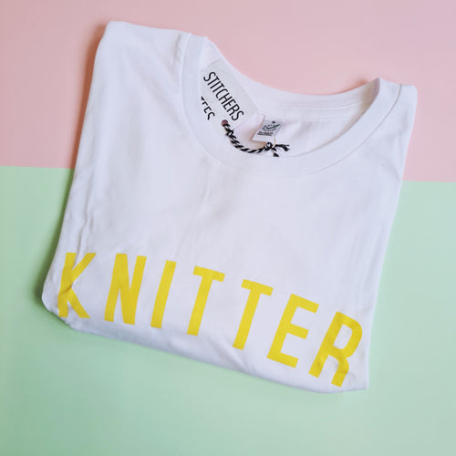 KNITTER T Shirt - Unisex - 100% Organic Fairtrade Cotton - Pastel Font