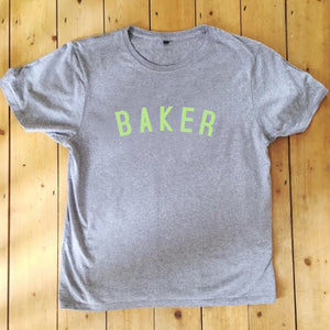 BAKER T Shirt - Unisex - 100% Organic Fairtrade Cotton - Pastel Font