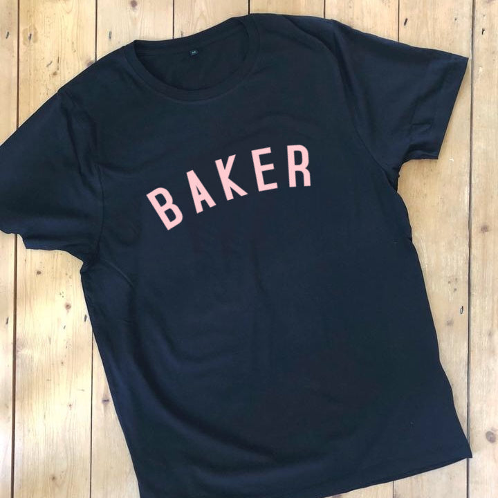 BAKER T Shirt - womens - 100% Organic Fairtrade Cotton - Pastel Font