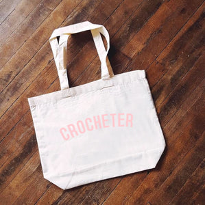 CROCHETER Bag - Organic Cotton Tote Bag - Pastel Font