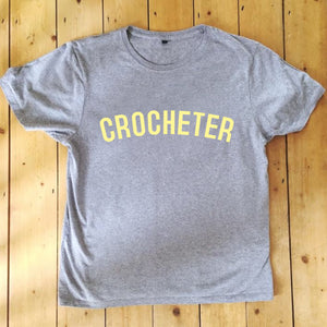 CROCHETER T Shirt - Unisex - 100% Organic Fairtrade Cotton - Pastel Font
