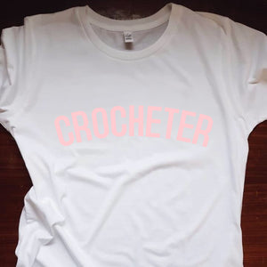 CROCHETER T Shirt - womens - 100% Organic Fairtrade Cotton - Pastel Font