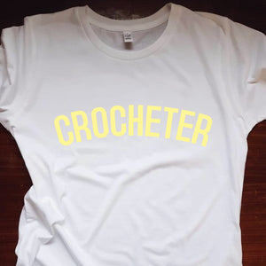 CROCHETER T Shirt - womens - 100% Organic Fairtrade Cotton - Pastel Font