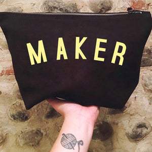 MAKER Project Bag - Cotton Zip Up Bag - Pastel Fonts