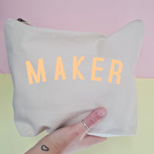 Load image into Gallery viewer, MAKER Project Bag - Cotton Zip Up Bag - Pastel Fonts