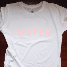 Load image into Gallery viewer, MAKER T Shirt - womens - 100% Organic Fairtrade Cotton - Pastel Font