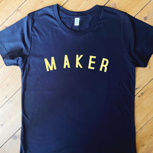 MAKER T Shirt - womens - 100% Organic Fairtrade Cotton - Pastel Font