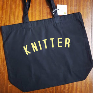 KNITTER Bag - Organic Cotton Tote Bag - Pastel Font