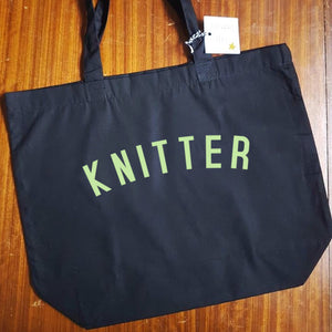 KNITTER Bag - Organic Cotton Tote Bag - Pastel Font