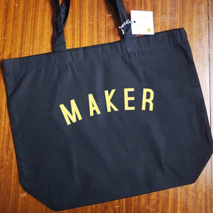 MAKER Bag - Organic Cotton Tote Bag - Pastel Font
