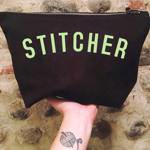 STITCHER Project Bag - Cotton Zip Up Bag - Pastel Fonts