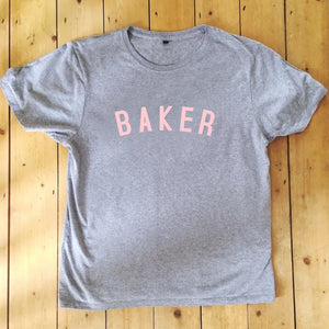 BAKER T Shirt - Unisex - 100% Organic Fairtrade Cotton - Pastel Font