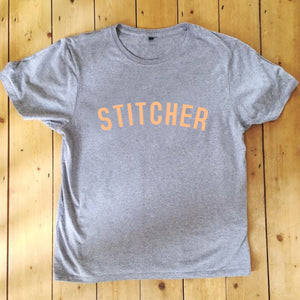 STITCHER T Shirt - Unisex - 100% Organic Fairtrade Cotton - Pastel Font
