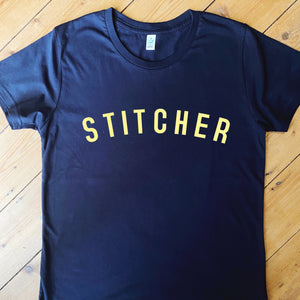 STITCHER T Shirt - womens - 100% Organic Fairtrade Cotton - Pastel Font