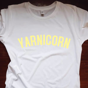 YARNICORN T Shirt - womens - 100% Organic Fairtrade Cotton - Pastel Font