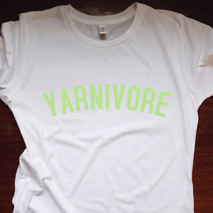 YARNIVORE T Shirt - Unisex - 100% Organic Fairtrade Cotton - Pastel Font