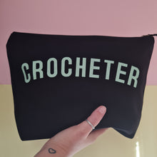 Load image into Gallery viewer, CROCHETER Project Bag - Cotton Zip Up Bag - Pastel Fonts