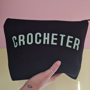 CROCHETER Project Bag - Cotton Zip Up Bag - Pastel Fonts