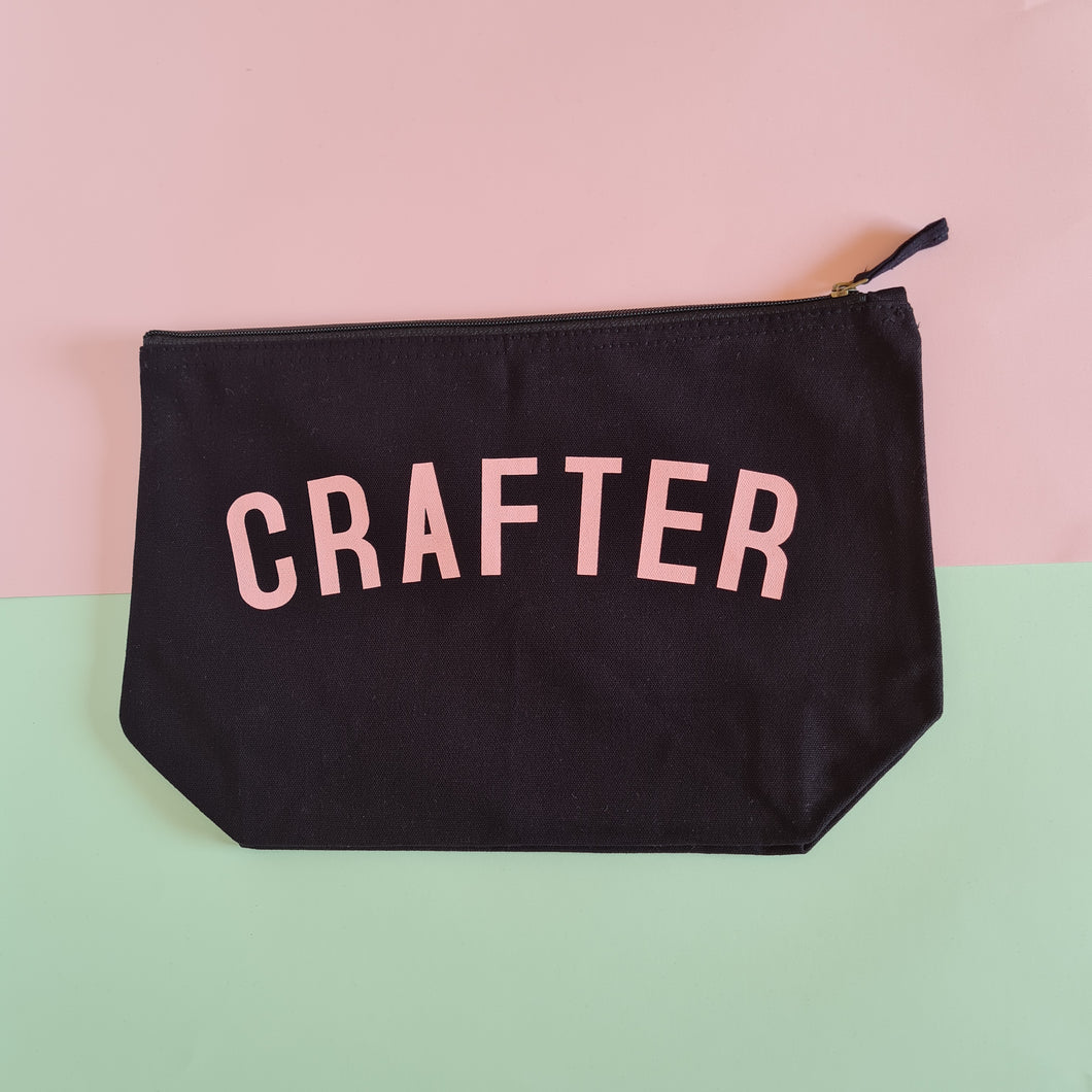 CRAFTER Project Bag - Cotton Zip Up Bag - Pastel Fonts
