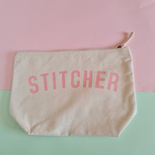 Load image into Gallery viewer, STITCHER Project Bag - Cotton Zip Up Bag - Pastel Fonts
