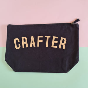 CRAFTER Project Bag - Cotton Zip Up Bag - Pastel Fonts